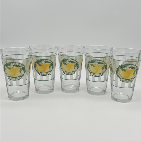 Vintage Libbey “Lemons” Glass Tumblers 14oz (Set of 5) - Picture 4 of 11